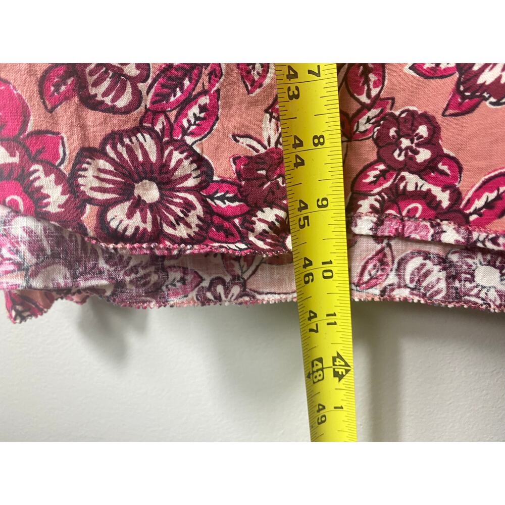 FAHERTY DRESS LINEN FLORAL MIDI PINK COTTAGECORE MILKMAID BOHO WESTERN COQUETTE - Picture 16 of 16